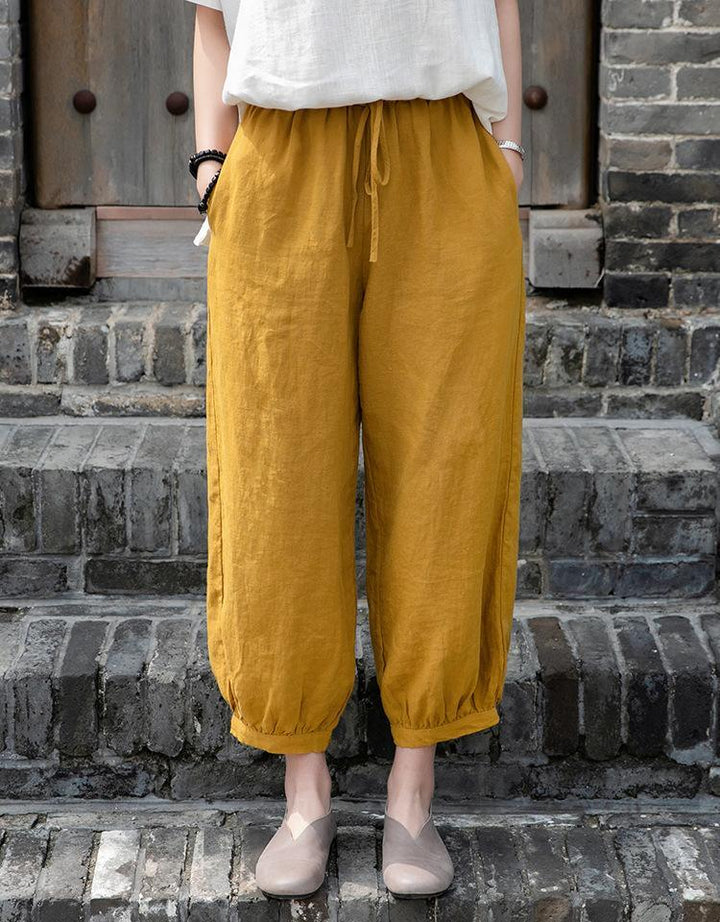 Plus Size Retro Casual Bloomer Cotton Linen Pants - ZYLIRA