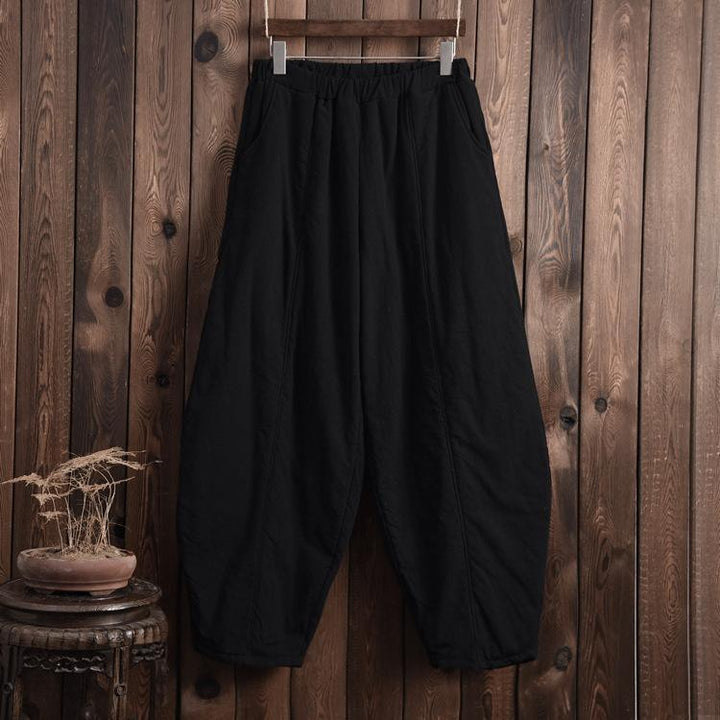 Plus Size Winter Retro Bloomers Cotton Padded Pants - ZYLIRA