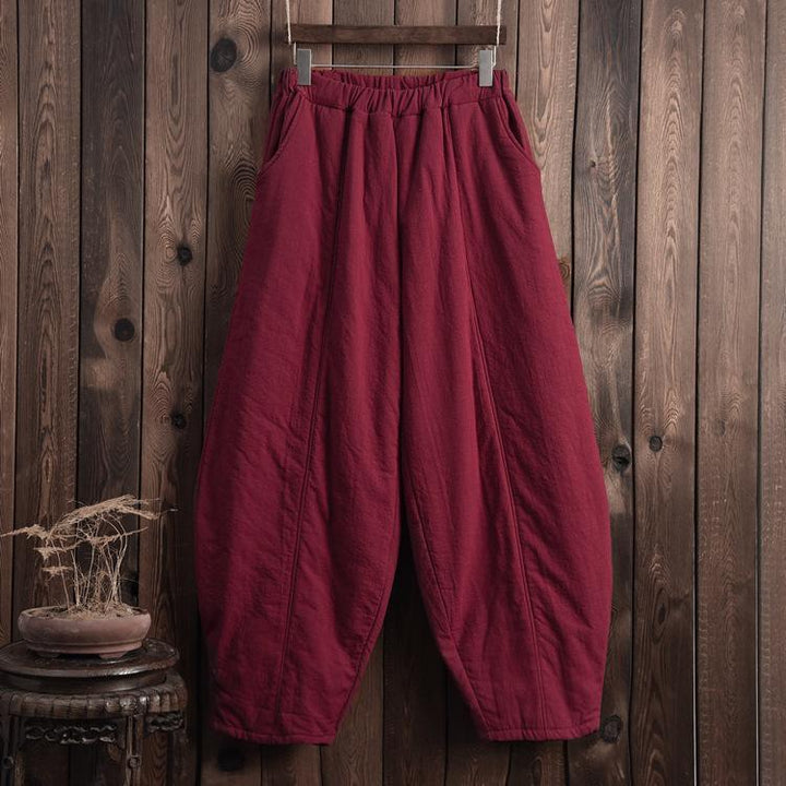 Plus Size Winter Retro Bloomers Cotton Padded Pants - ZYLIRA