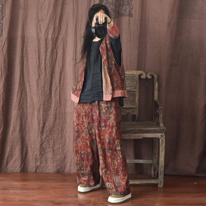 Plus Size Women Loose Linen Retro Pants - ZYLIRA