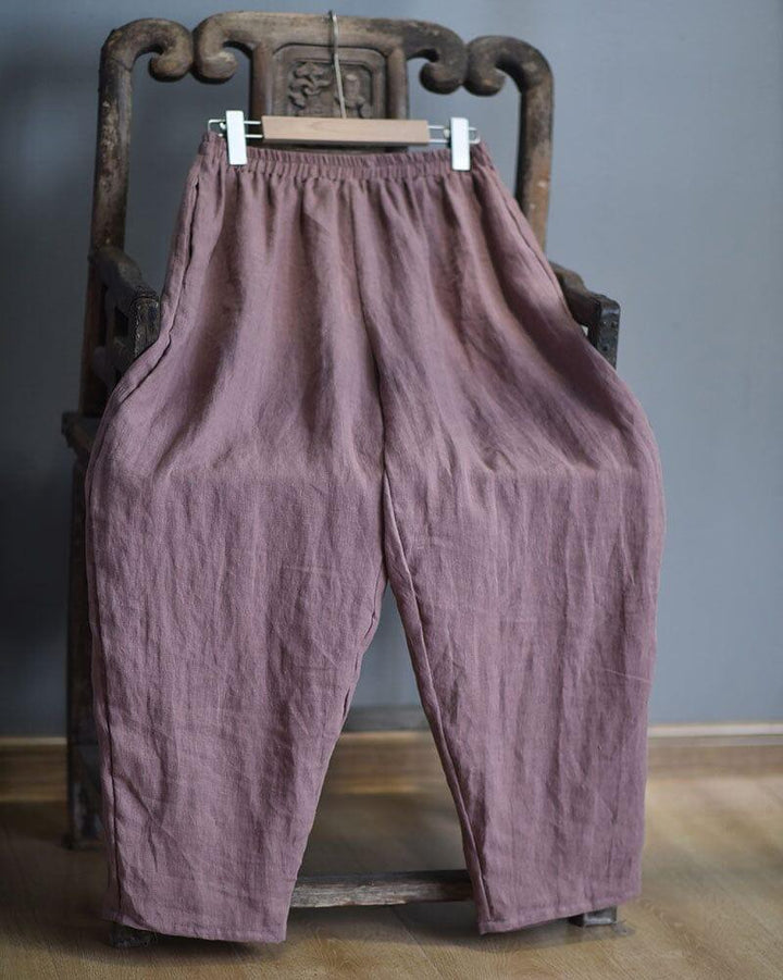 Retro Casual Loose Linen Pants Plus Size - ZYLIRA