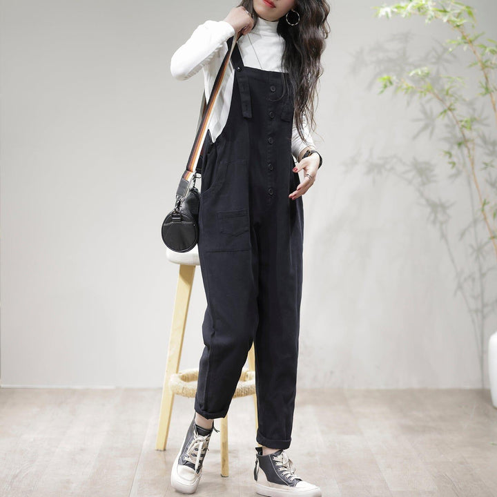 Retro Casual Spring Cotton Loose Jumpsuit - ZYLIRA