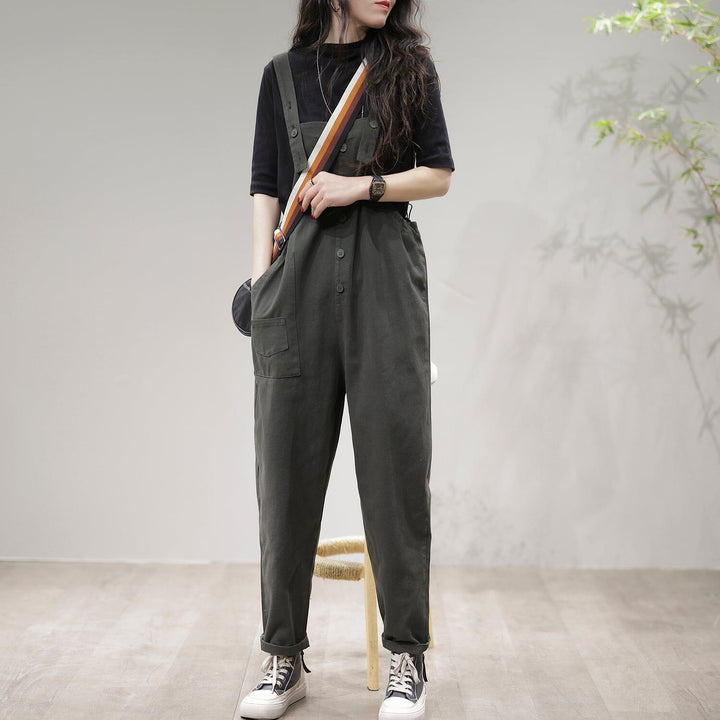 Retro Casual Spring Cotton Loose Jumpsuit - ZYLIRA