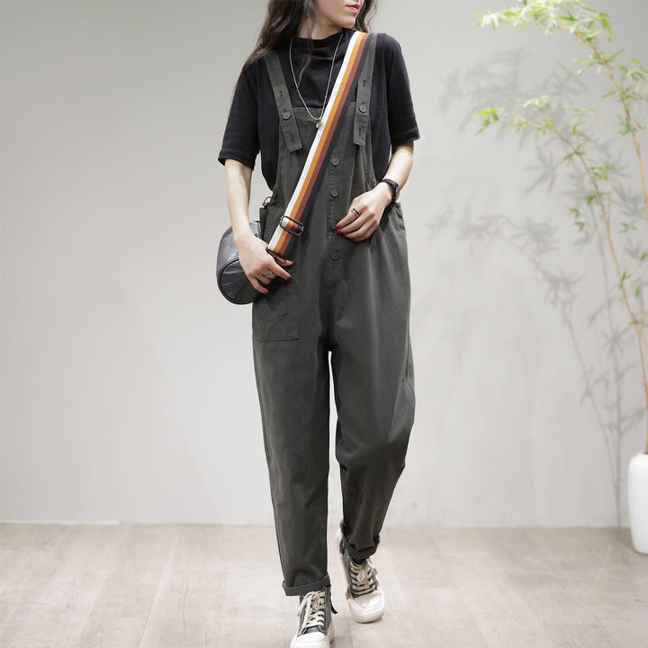 Retro Casual Spring Cotton Loose Jumpsuit - ZYLIRA