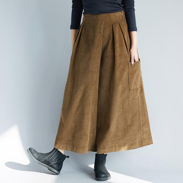 Women Autumn Winter Retro Corduroy Wide-leg Pants - ZYLIRA