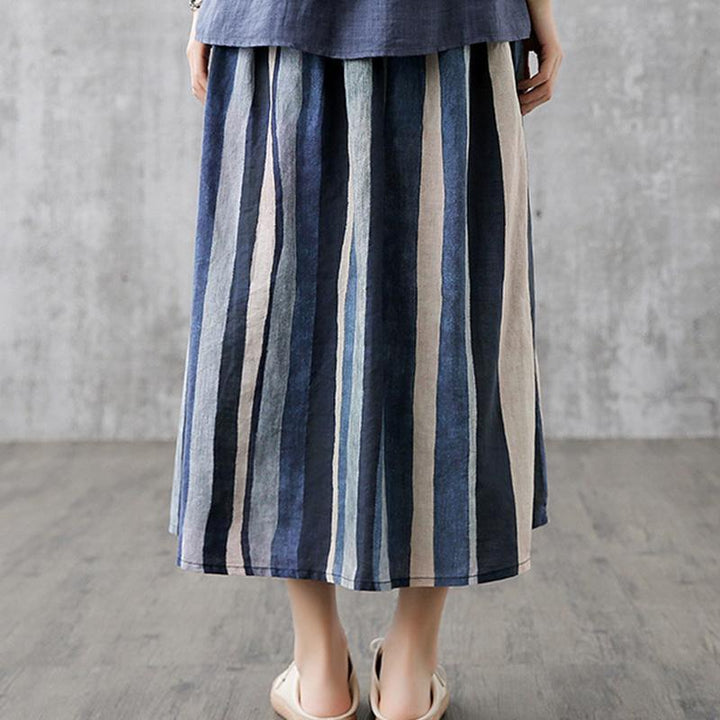 Retro High Waist A-line Linen Skirt - ZYLIRA