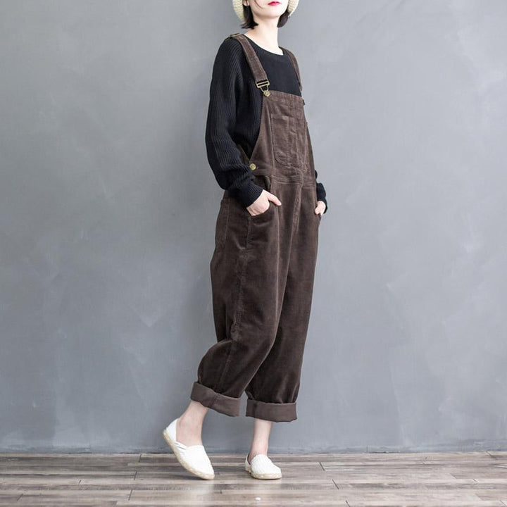 Retro Loose Wide-leg Women's Corduroy Jumpsuit - ZYLIRA