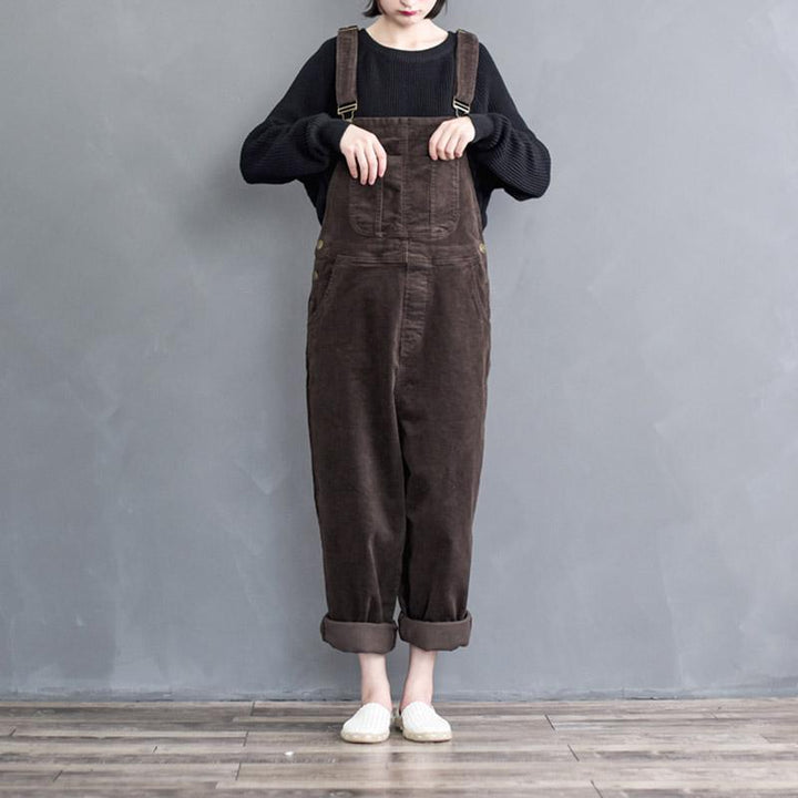 Retro Loose Wide-leg Women's Corduroy Jumpsuit - ZYLIRA