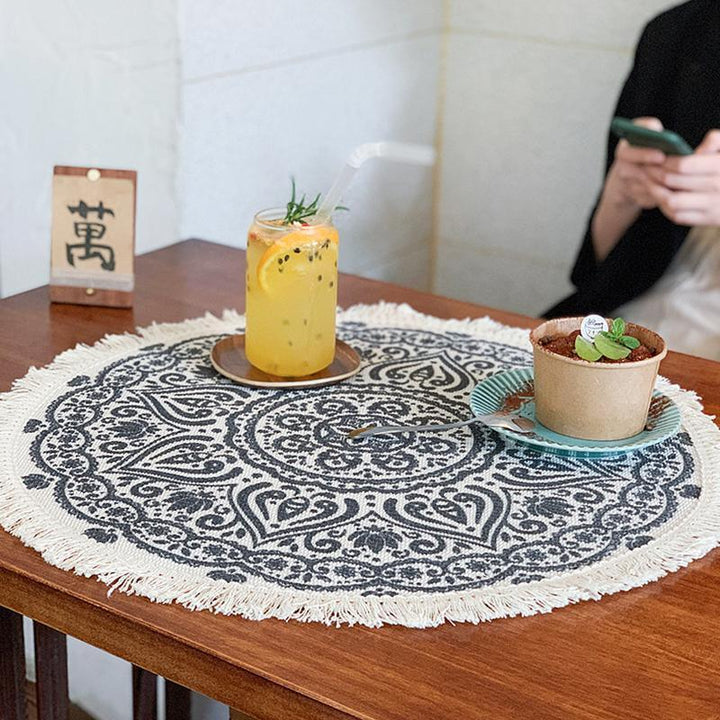 Retro Totem Cotton Linen Circle Tablecloth - ZYLIRA