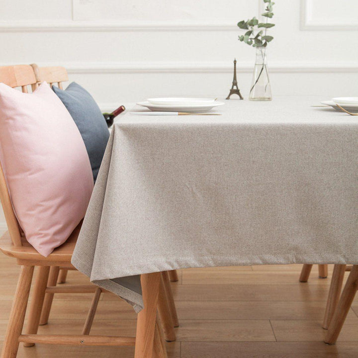 Simple Cotton Linen Dining Solid Tablecloth Rectangular Waterproof - ZYLIRA