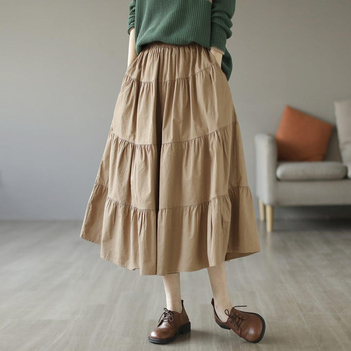 Spring Cotton Solid Patchwork Loose Skirt - ZYLIRA