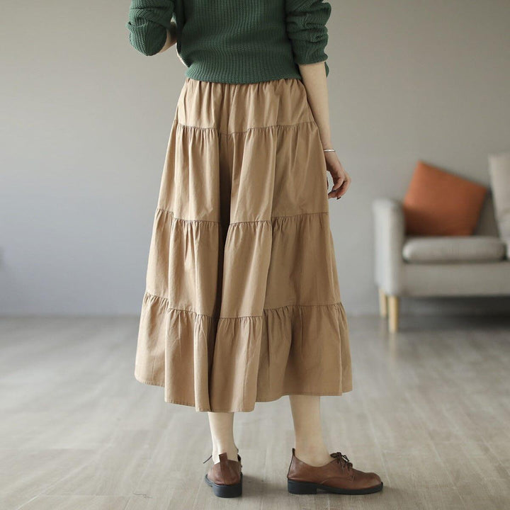 Spring Cotton Solid Patchwork Loose Skirt - ZYLIRA