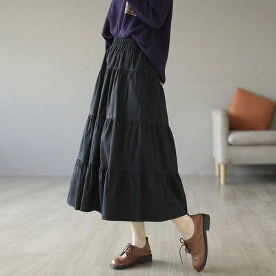 Spring Cotton Solid Patchwork Loose Skirt - ZYLIRA