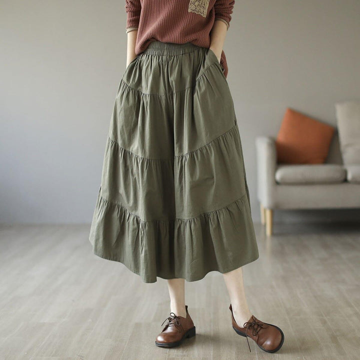 Spring Cotton Solid Patchwork Loose Skirt - ZYLIRA