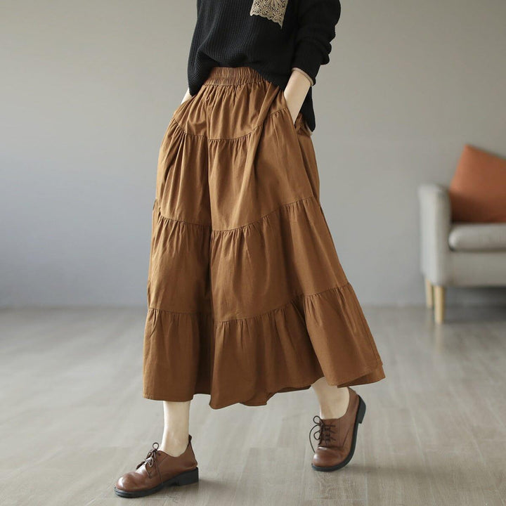 Spring Cotton Solid Patchwork Loose Skirt - ZYLIRA