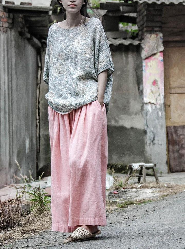 Spring Loose Retro Casual Cotton Wide Leg Pants - ZYLIRA