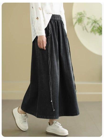 Spring Minimalist Casual Loose Denim Skirt - ZYLIRA