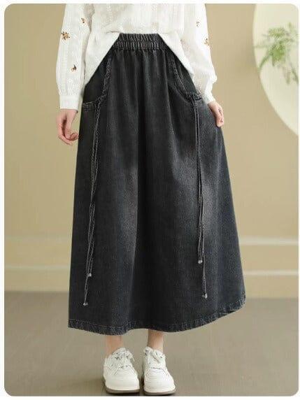 Spring Minimalist Casual Loose Denim Skirt - ZYLIRA