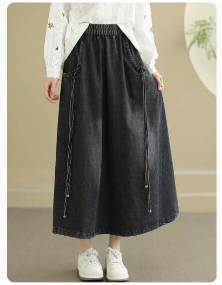 Spring Minimalist Casual Loose Denim Skirt - ZYLIRA