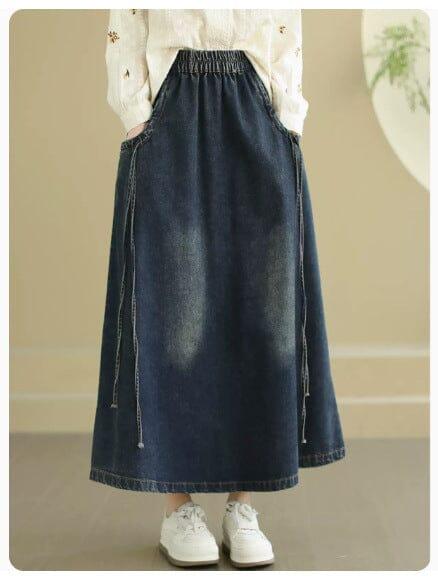 Spring Minimalist Casual Loose Denim Skirt - ZYLIRA