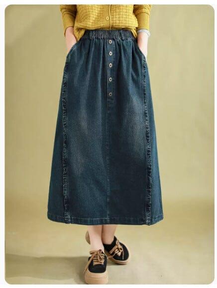 Spring Minimalist Casual Split Denim Skirt - ZYLIRA