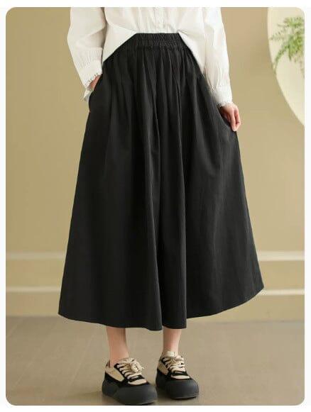 Spring Minimalist Solid A-Line Cotton Casual Skirt - ZYLIRA