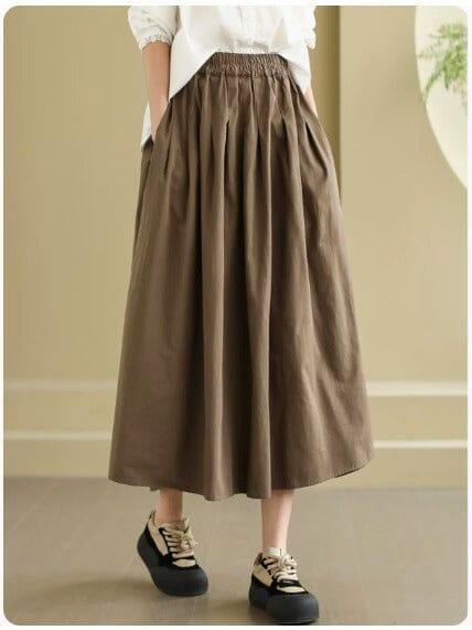 Spring Minimalist Solid A-Line Cotton Casual Skirt - ZYLIRA