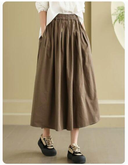 Spring Minimalist Solid A-Line Cotton Casual Skirt - ZYLIRA