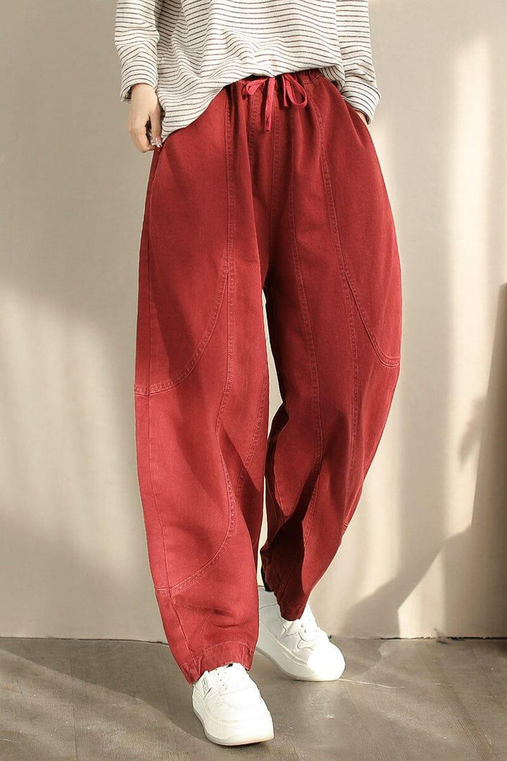 Spring Minimalist Solid Loose Casual Cotton Harem Pants - ZYLIRA