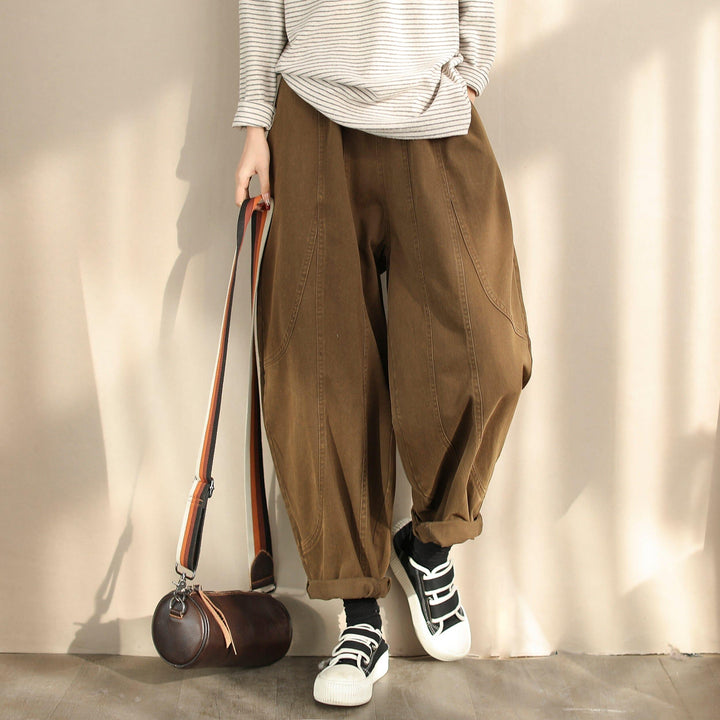 Spring Minimalist Solid Loose Casual Cotton Harem Pants - ZYLIRA