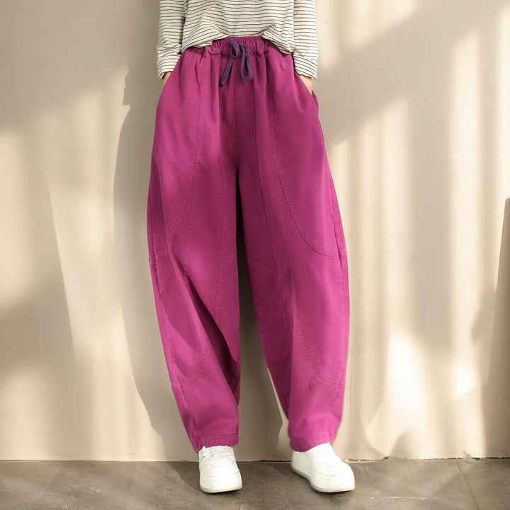 Spring Minimalist Solid Loose Casual Cotton Harem Pants - ZYLIRA