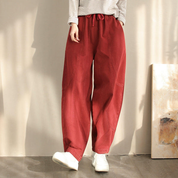 Spring Minimalist Solid Loose Casual Cotton Harem Pants - ZYLIRA