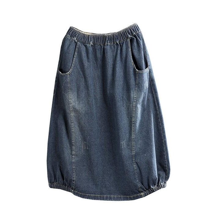 Spring Retro A-Line Cotton Denim Skirt - ZYLIRA