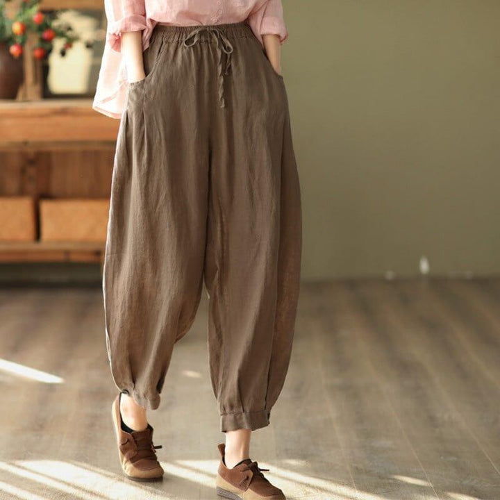 Spring Retro Linen Loose Bloomers Casual Pants - ZYLIRA