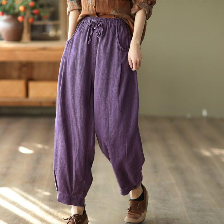 Spring Retro Linen Loose Bloomers Casual Pants - ZYLIRA