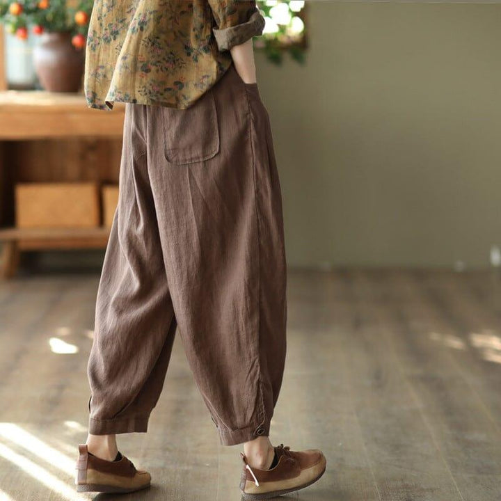 Spring Retro Linen Loose Bloomers Casual Pants - ZYLIRA