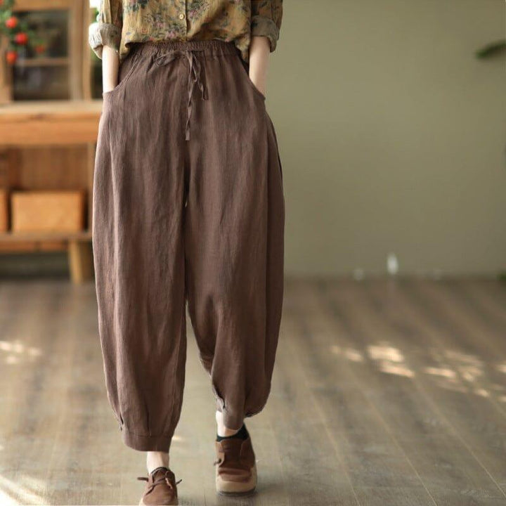 Spring Retro Linen Loose Bloomers Casual Pants - ZYLIRA