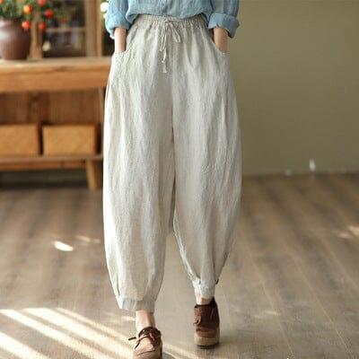 Spring Retro Linen Loose Bloomers Casual Pants - ZYLIRA