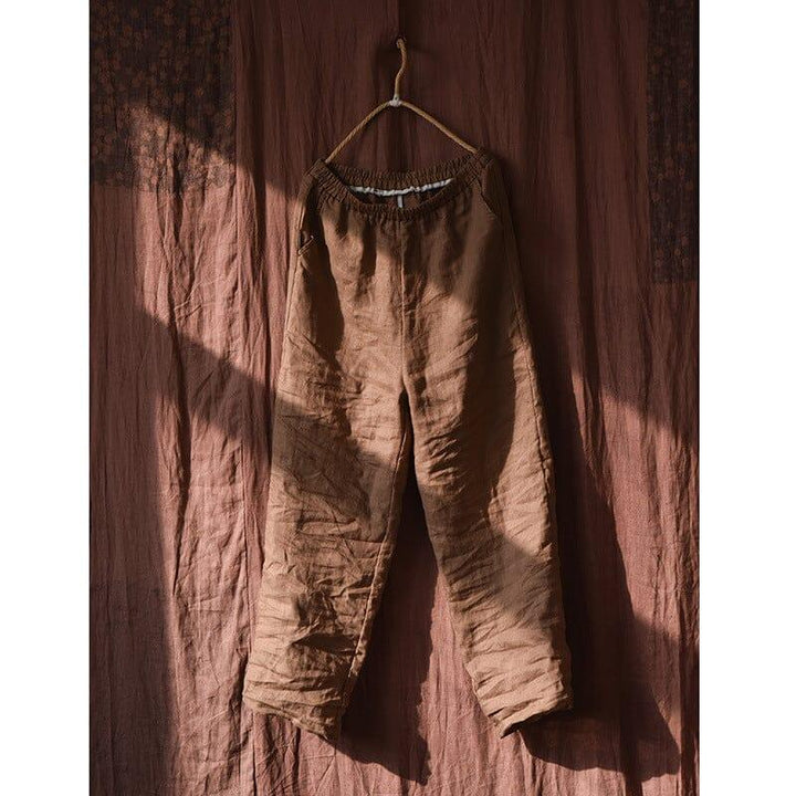 Spring Retro Linen Pleated Casual Wide-Leg Pants - ZYLIRA