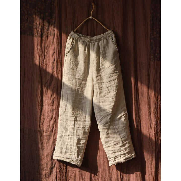 Spring Retro Linen Pleated Casual Wide-Leg Pants - ZYLIRA