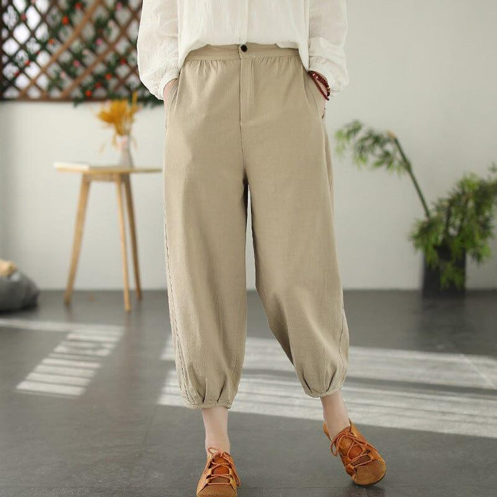 Spring Retro Loose Casual Solid Cotton Linen Pants - ZYLIRA