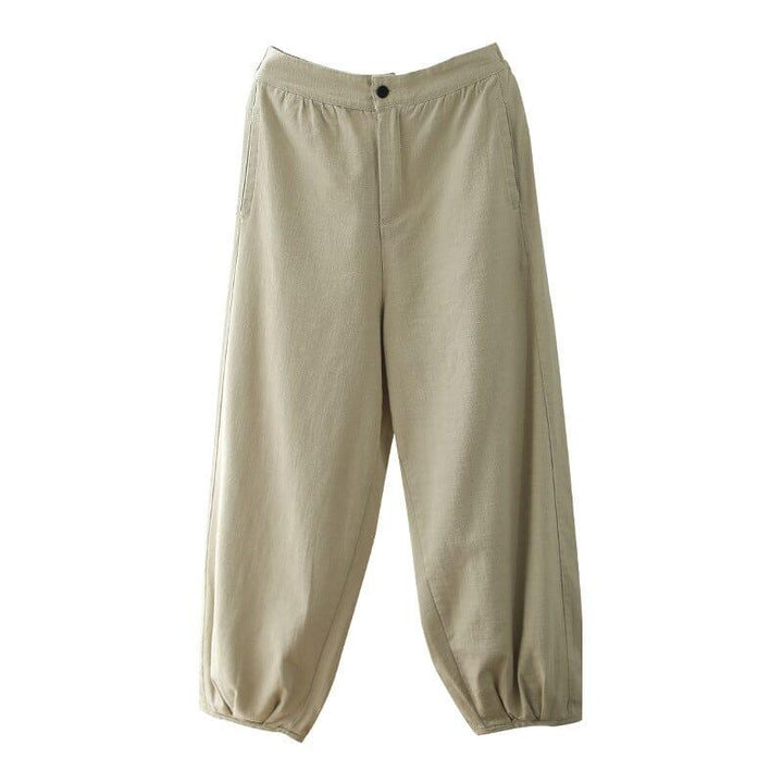 Spring Retro Loose Casual Solid Cotton Linen Pants - ZYLIRA