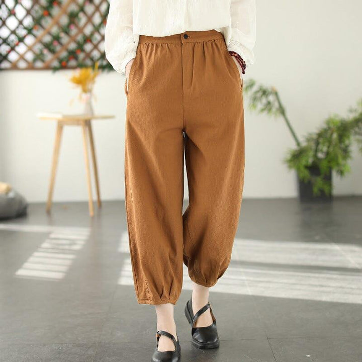 Spring Retro Loose Casual Solid Cotton Linen Pants - ZYLIRA