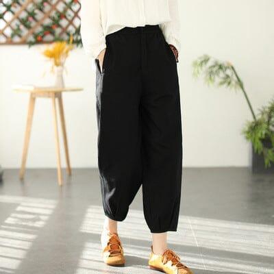 Spring Retro Loose Casual Solid Cotton Linen Pants - ZYLIRA