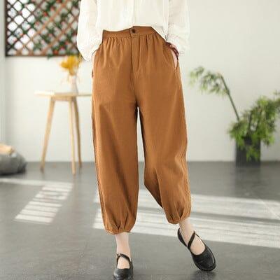 Spring Retro Loose Casual Solid Cotton Linen Pants - ZYLIRA