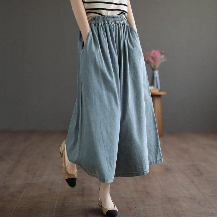 Spring Retro Loose Casual Solid Denim Wide Leg Jeans - ZYLIRA