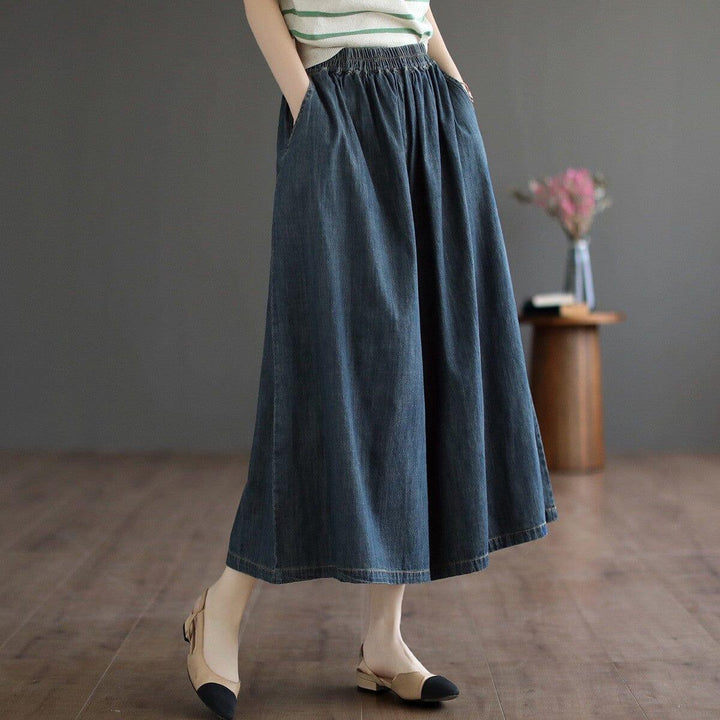 Spring Retro Loose Casual Solid Denim Wide Leg Jeans - ZYLIRA