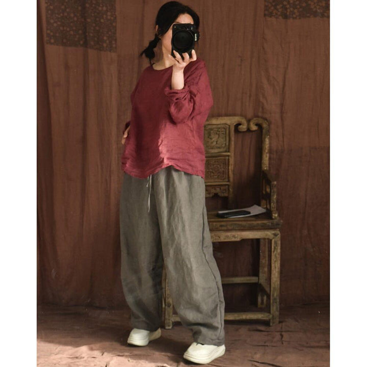 Spring Retro Loose Linen Casual Wide Leg Pants - ZYLIRA