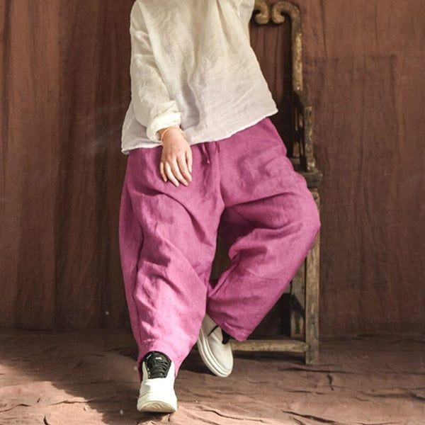 Spring Retro Loose Linen Casual Wide Leg Pants - ZYLIRA