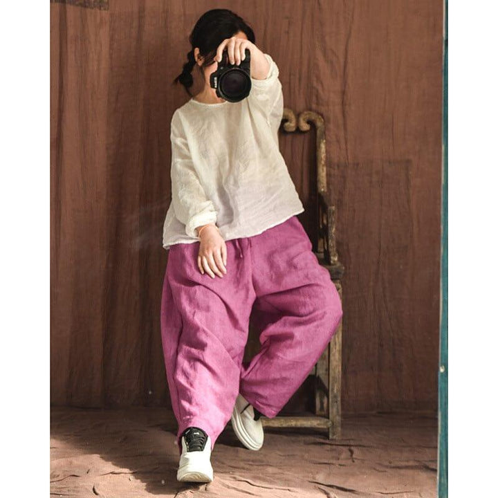 Spring Retro Loose Linen Casual Wide Leg Pants - ZYLIRA